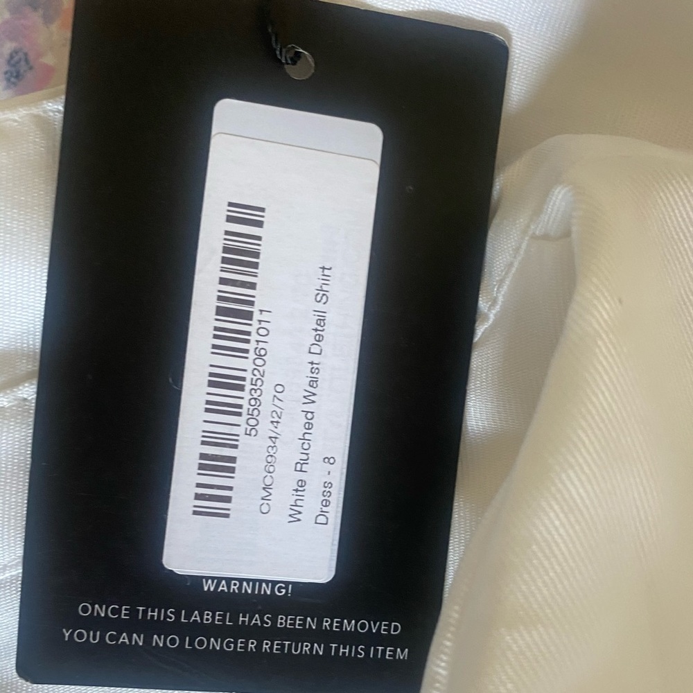 BRAND NEW WHITE SHIRT RUCHED DRESS - Picture 5 of 10